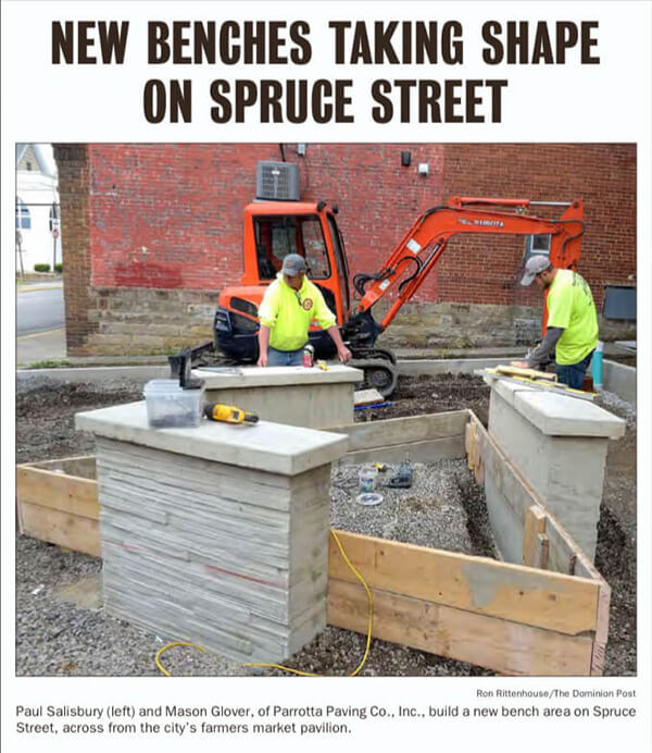 New benches taking shape on spruce street